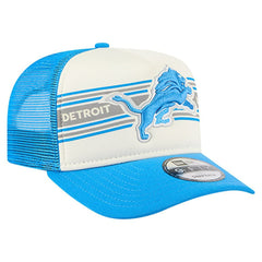 Detroit Lions New Era Youth Banner 9FIFTY A-Frame Adjustable Trucker Hat Cream/Blue | NFL