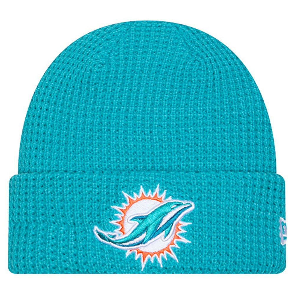 Miami Dolphins New Era Youth Waffle Cuffed Knit Hat Aqua | NFL