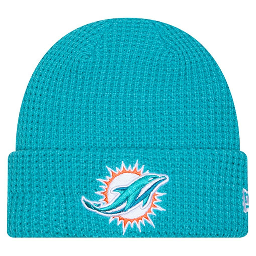 Miami Dolphins New Era Youth Waffle Cuffed Knit Hat Aqua | NFL