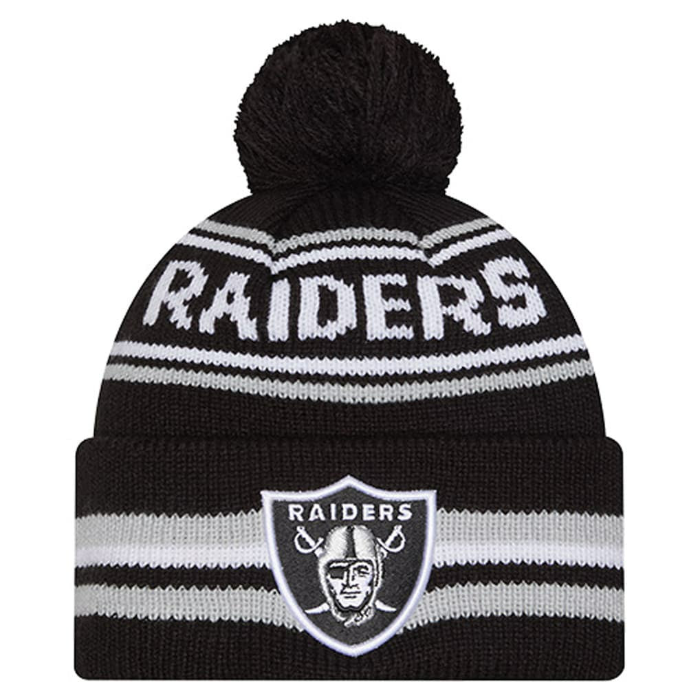 Las Vegas Raiders New Era Youth Classic Cuffed Knit Hat with Pom Black | NFL