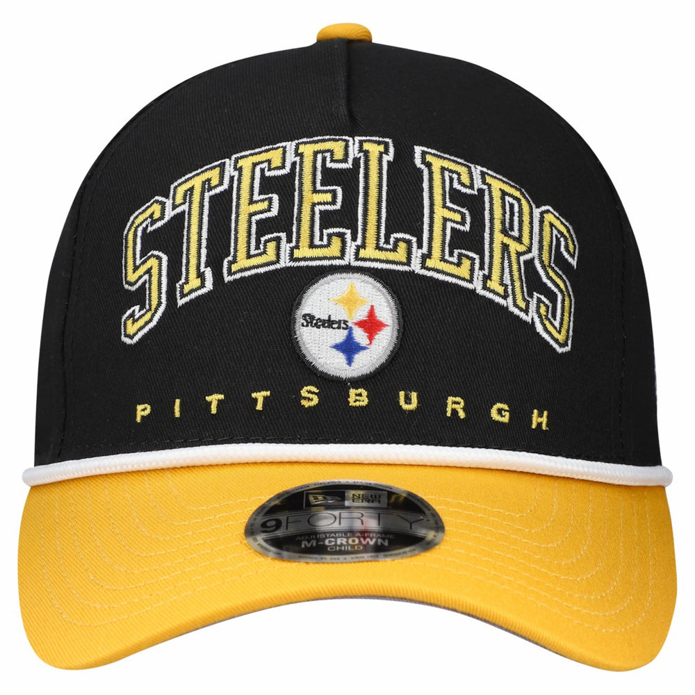 Pittsburgh Steelers New Era Preschool Arch COOLERA 9FORTY A-Frame M-Crown Adjustable Hat Black/Gold | NFL