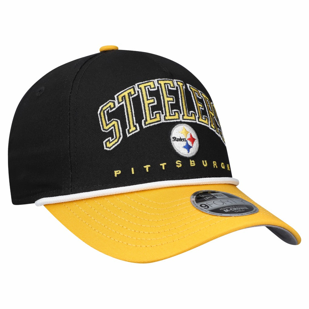 Pittsburgh Steelers New Era Preschool Arch COOLERA 9FORTY A-Frame M-Crown Adjustable Hat Black/Gold | NFL