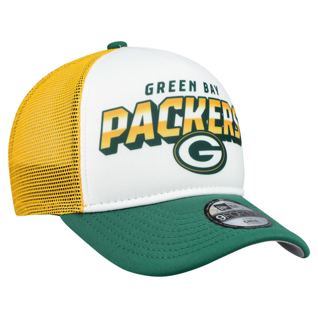 Green Bay Packers New Era Preschool 9FORTY A-Frame Adjustable Hat White | NFL