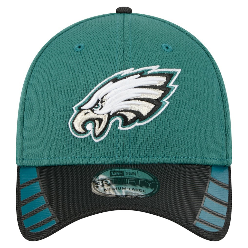 Philadelphia Eagles New Era Visor Hit 39THIRTY Flex Hat Midnight Green | NFL