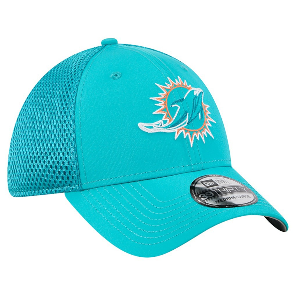 Miami Dolphins New Era Outline 39THIRTY Flex Hat Aqua | NFL