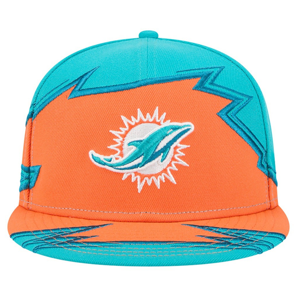 Miami Dolphins New Era Break 59FIFTY Fitted Hat Aqua/Orange | NFL