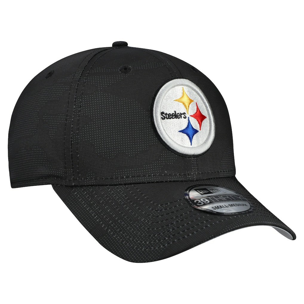 Pittsburgh Steelers New Era Tonal Camo 39THIRTY Stretch Fit Hat Black | NFL