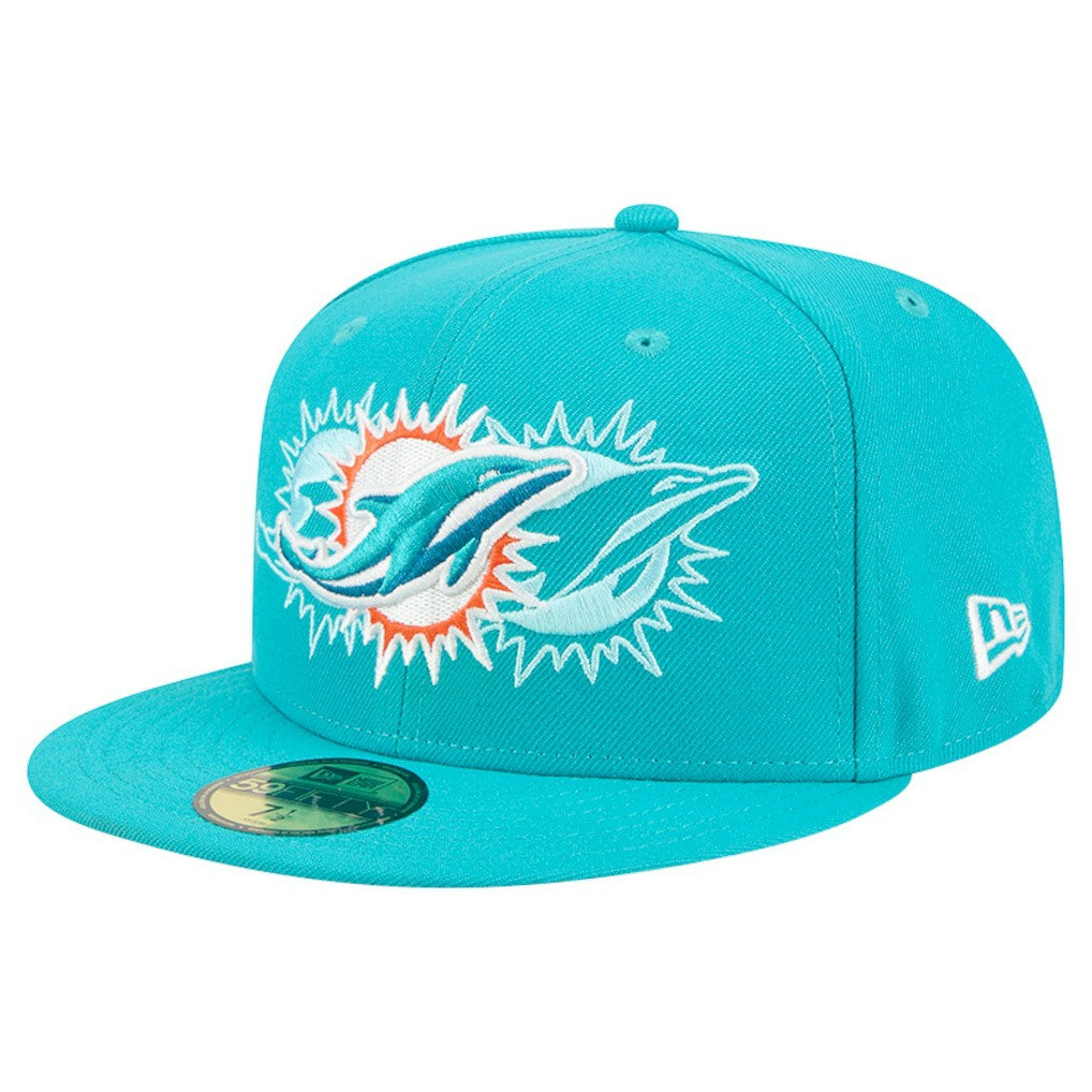 Miami Dolphins New Era Tri-Hit 59FIFTY Fitted Hat Aqua | NFL