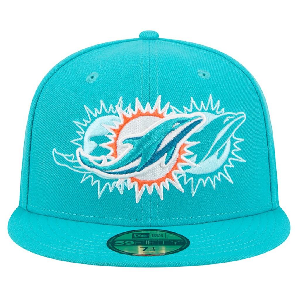 Miami Dolphins New Era Tri-Hit 59FIFTY Fitted Hat Aqua | NFL