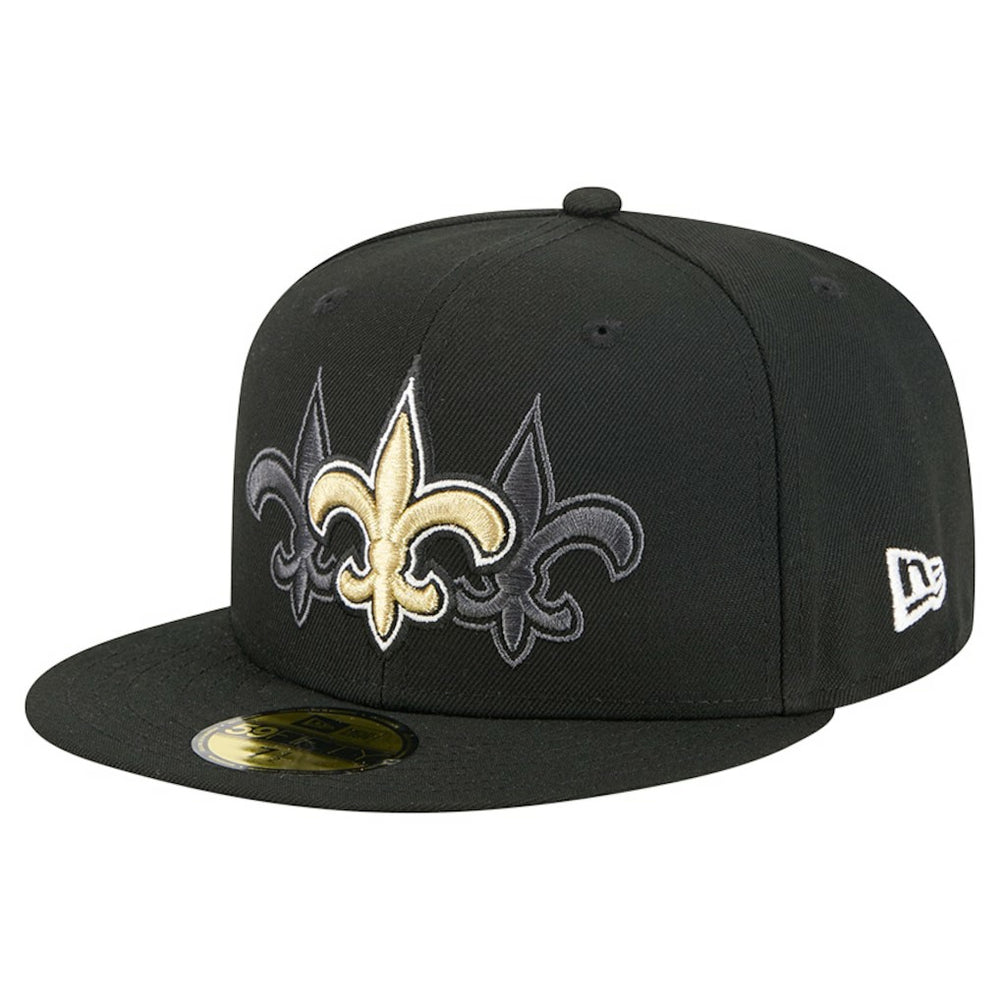 New Orleans Saints New Era Tri-Hit 59FIFTY Fitted Hat Black | NFL