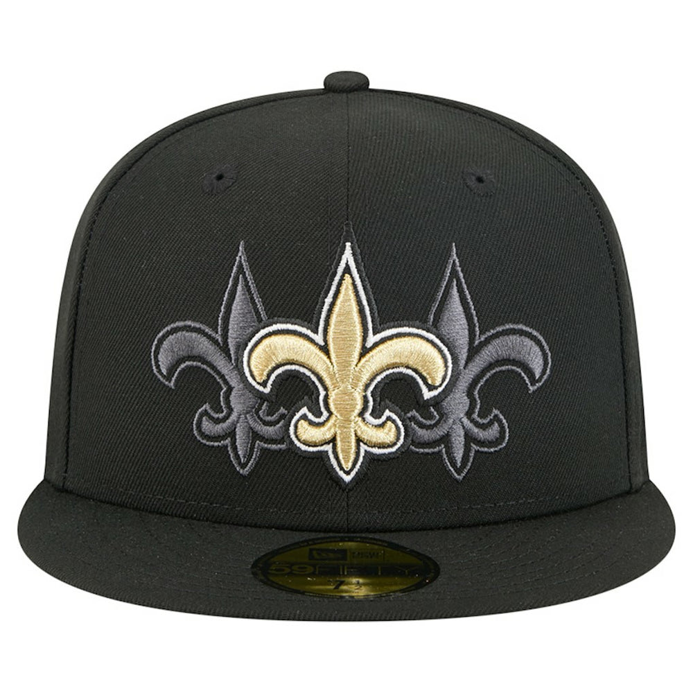 New Orleans Saints New Era Tri-Hit 59FIFTY Fitted Hat Black | NFL