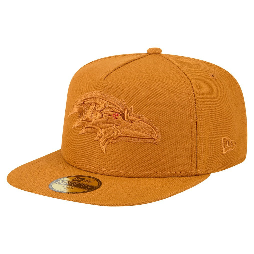 Baltimore Ravens New Era Color Pack A-Frame 59FIFTY Fitted Hat Brown | NFL
