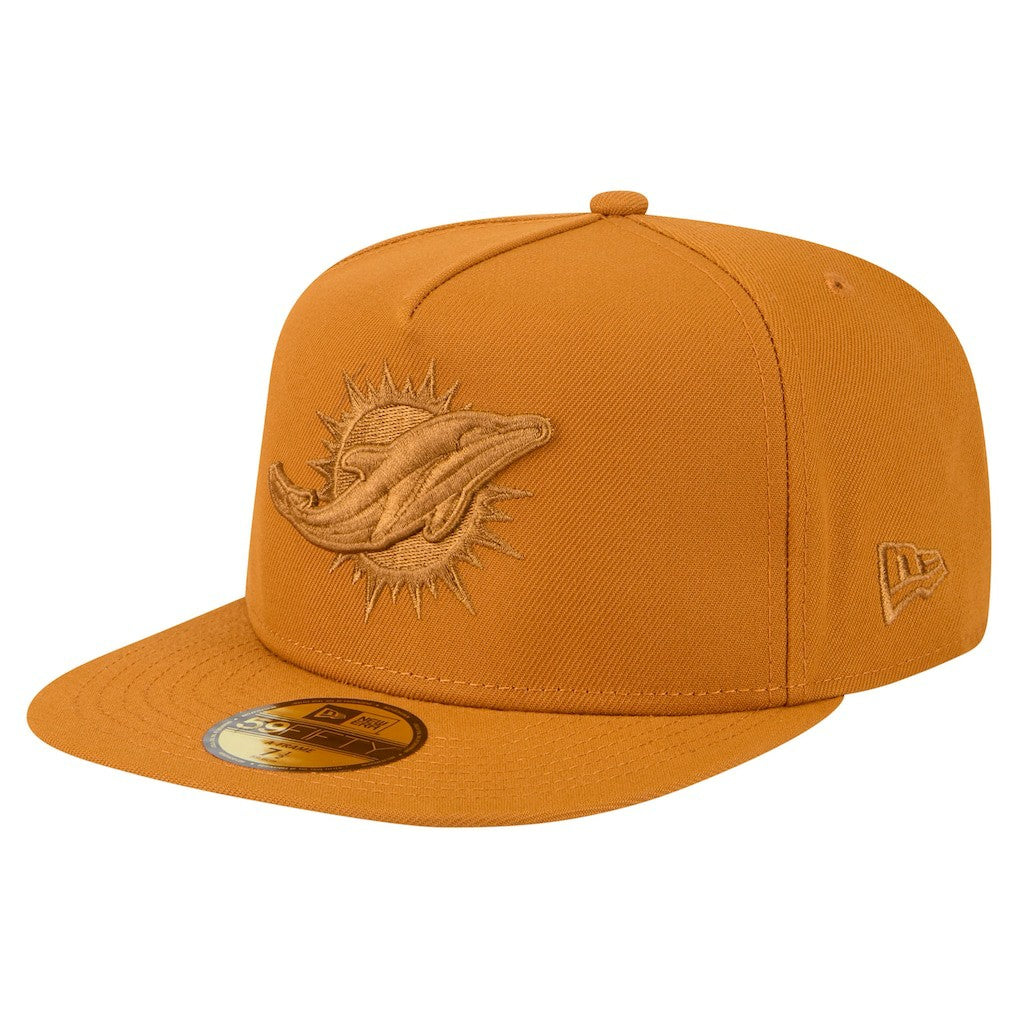 Miami Dolphins New Era Color Pack A-Frame 59FIFTY Fitted Hat Brown | NFL