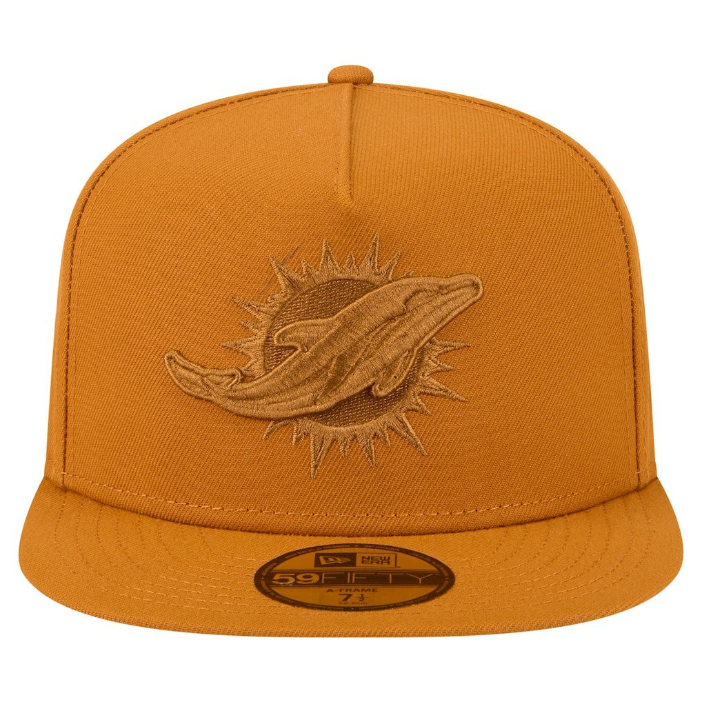 Miami Dolphins New Era Color Pack A-Frame 59FIFTY Fitted Hat Brown | NFL