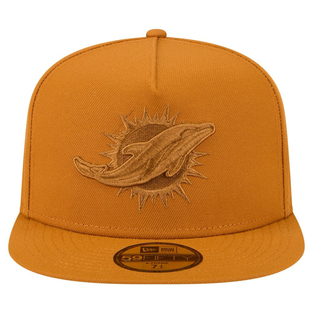 Miami Dolphins New Era Color Pack A-Frame 59FIFTY Fitted Hat Brown | NFL