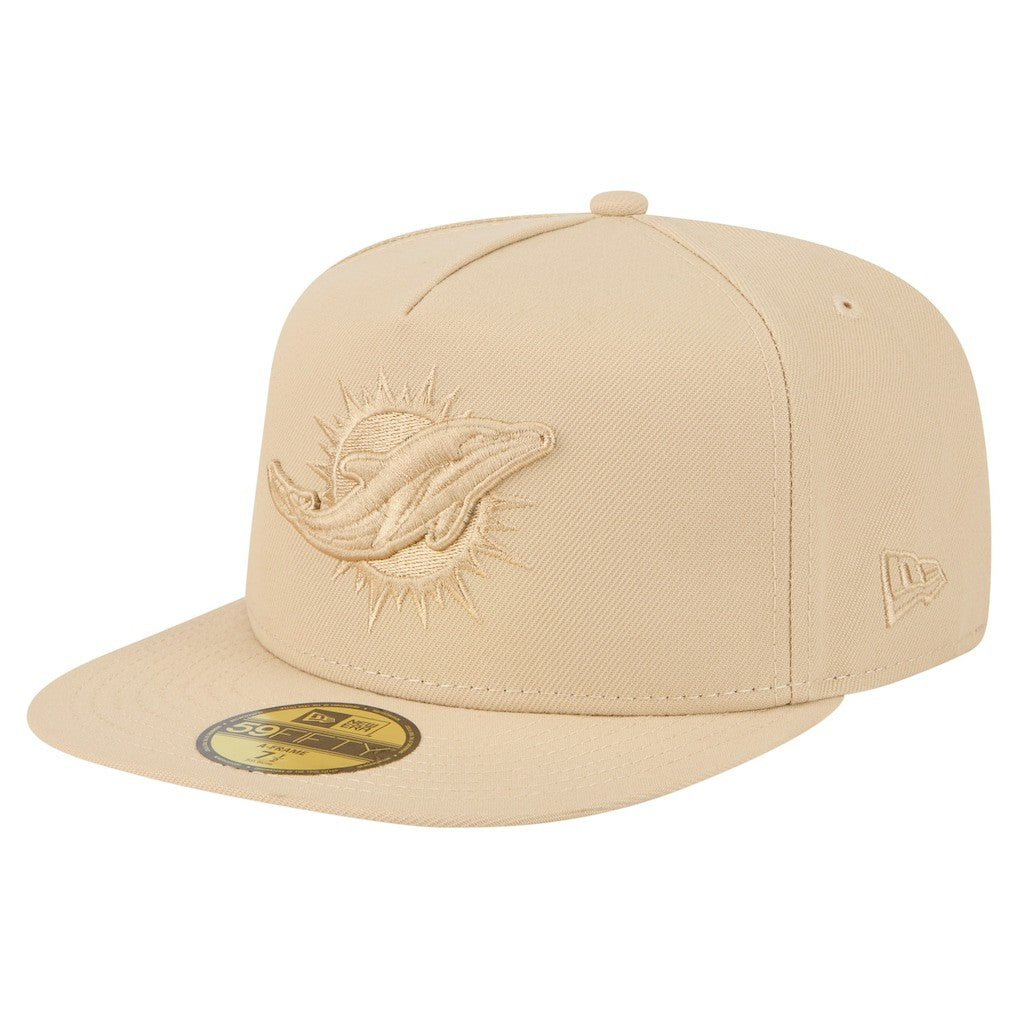 Miami Dolphins New Era Color Pack A-Frame 59FIFTY Fitted Hat Light Beige | NFL