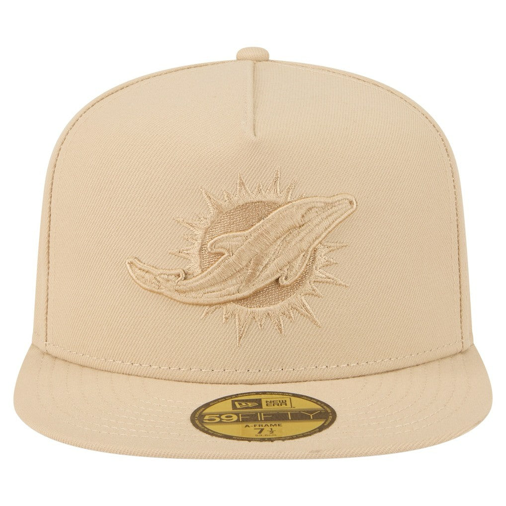 Miami Dolphins New Era Color Pack A-Frame 59FIFTY Fitted Hat Light Beige | NFL
