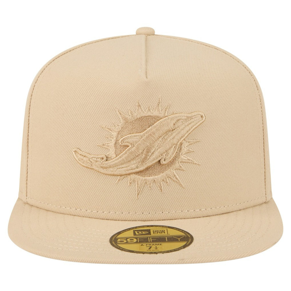 Miami Dolphins New Era Color Pack A-Frame 59FIFTY Fitted Hat Light Beige | NFL