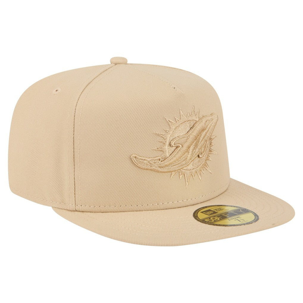 Miami Dolphins New Era Color Pack A-Frame 59FIFTY Fitted Hat Light Beige | NFL