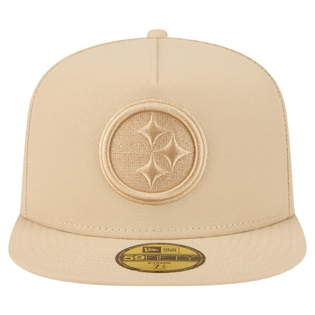 Pittsburgh Steelers New Era Color Pack A-Frame 59FIFTY Fitted Hat Beige | NFL