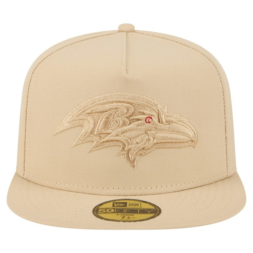 Baltimore Ravens New Era Color Pack A-Frame 59FIFTY Fitted Hat Beige | NFL