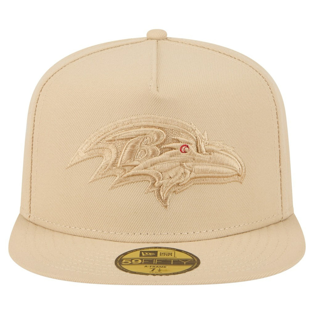 Baltimore Ravens New Era Color Pack A-Frame 59FIFTY Fitted Hat Beige | NFL