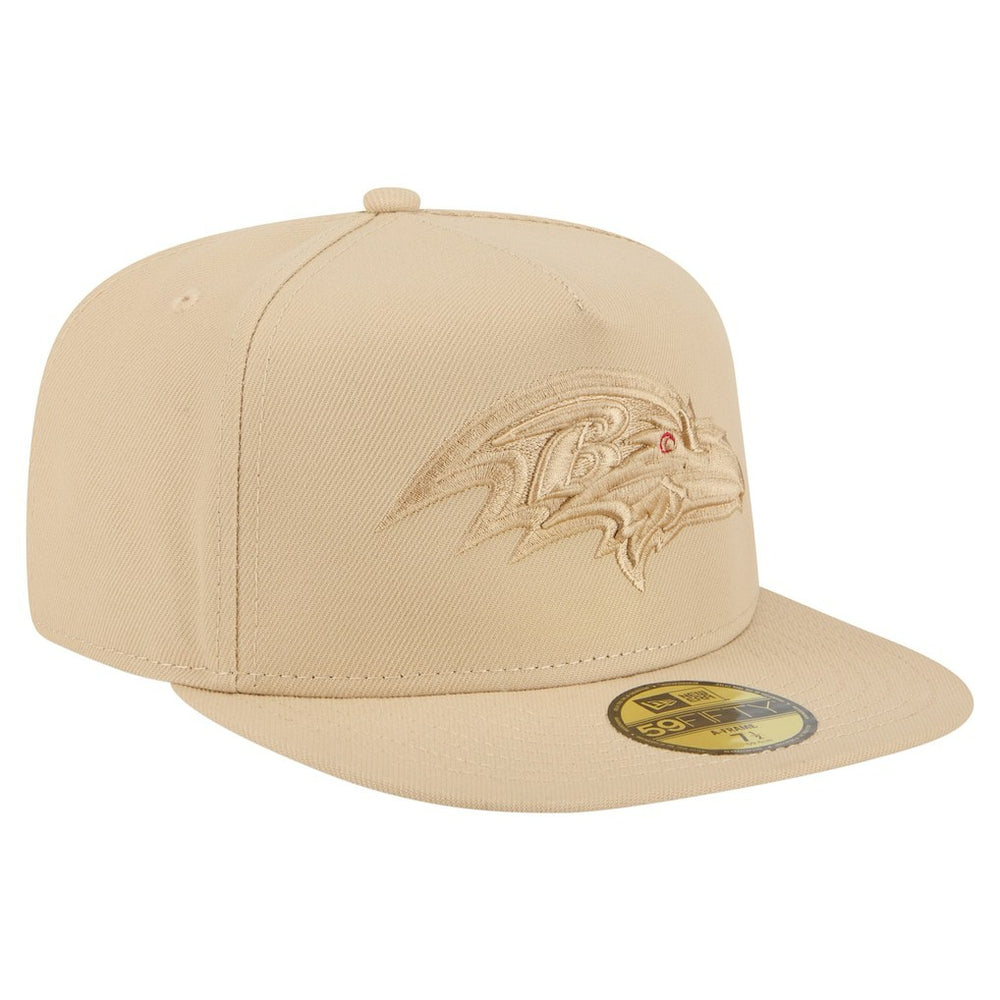 Baltimore Ravens New Era Color Pack A-Frame 59FIFTY Fitted Hat Beige | NFL