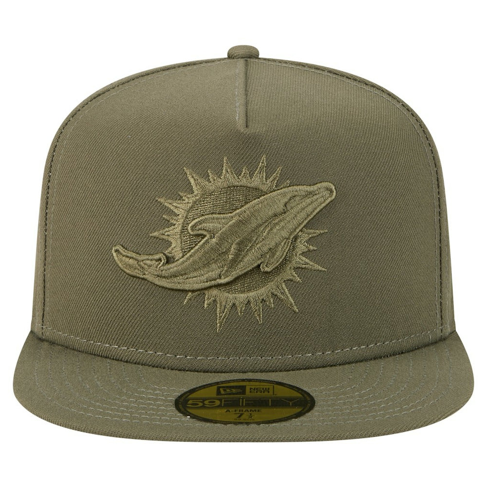 Miami Dolphins New Era Color Pack A-Frame 59FIFTY Fitted Hat Olive | NFL