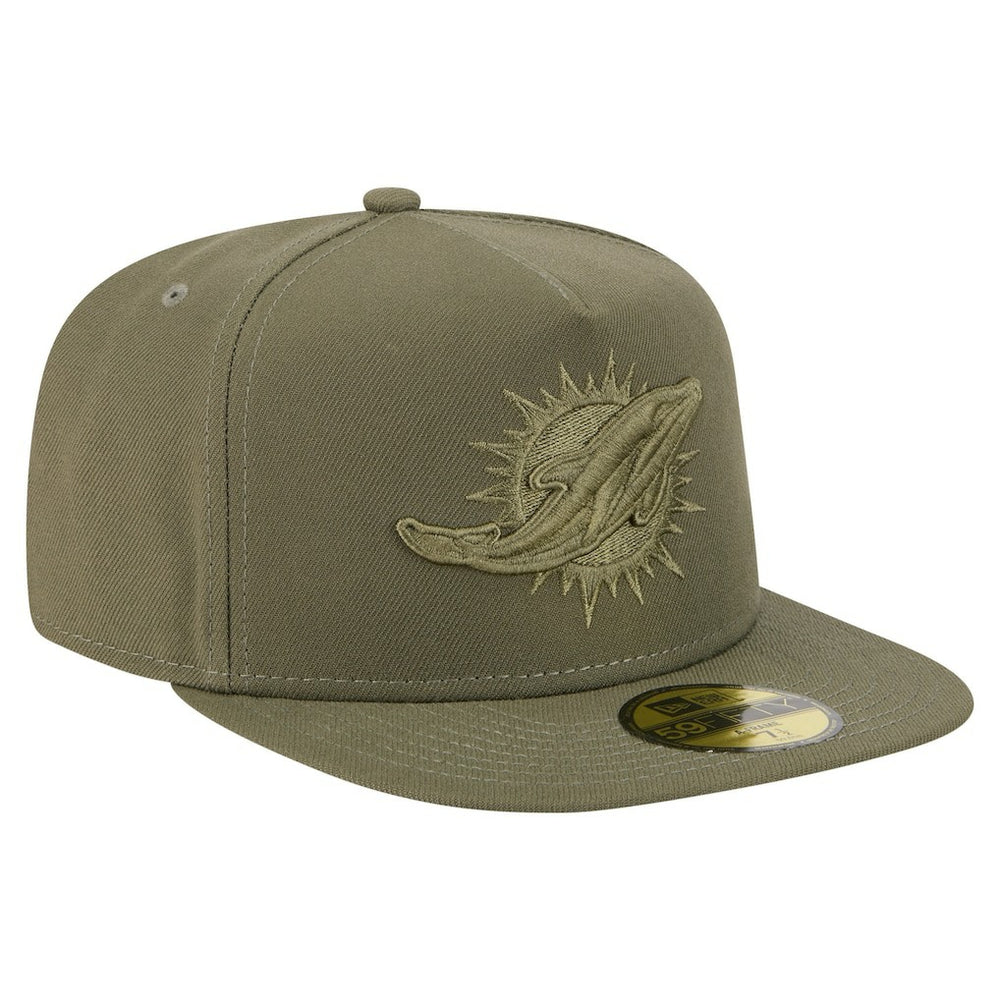 Miami Dolphins New Era Color Pack A-Frame 59FIFTY Fitted Hat Olive | NFL