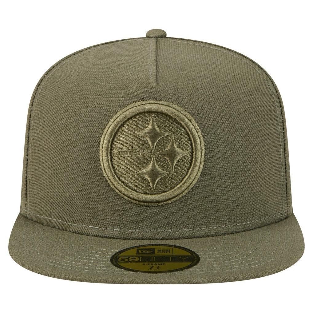Pittsburgh Steelers New Era Color Pack A-Frame 59FIFTY Fitted Hat Olive | NFL