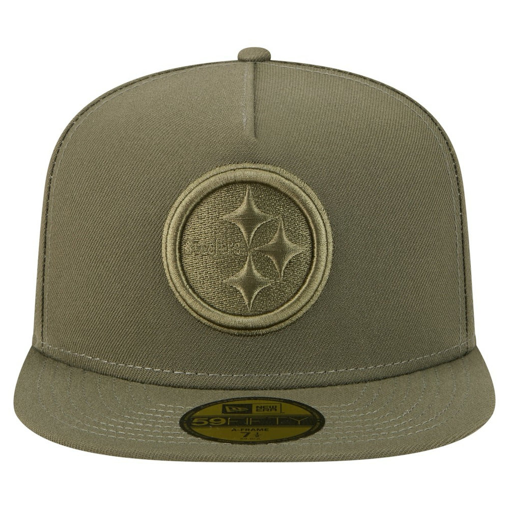 Pittsburgh Steelers New Era Color Pack A-Frame 59FIFTY Fitted Hat Olive | NFL