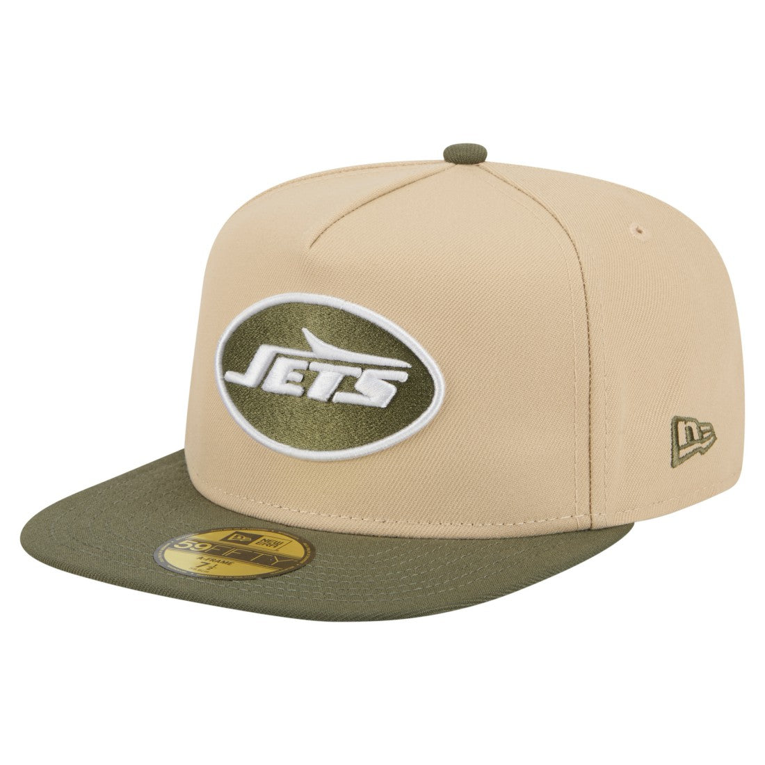 New York Jets New Era Color Pack A-Frame 59FIFTY Fitted Hat Light Beige/Olive | NFL