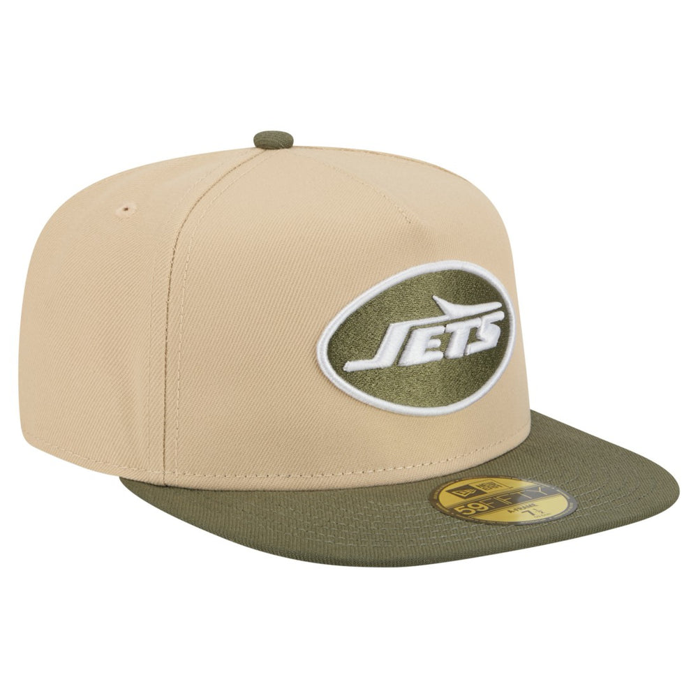 New York Jets New Era Color Pack A-Frame 59FIFTY Fitted Hat Light Beige/Olive | NFL