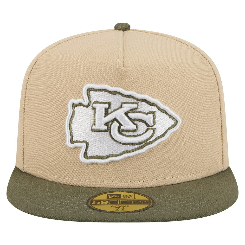 Kansas City Chiefs New Era Color Pack A-Frame 59FIFTY Fitted Hat Light Beige/Olive | NFL
