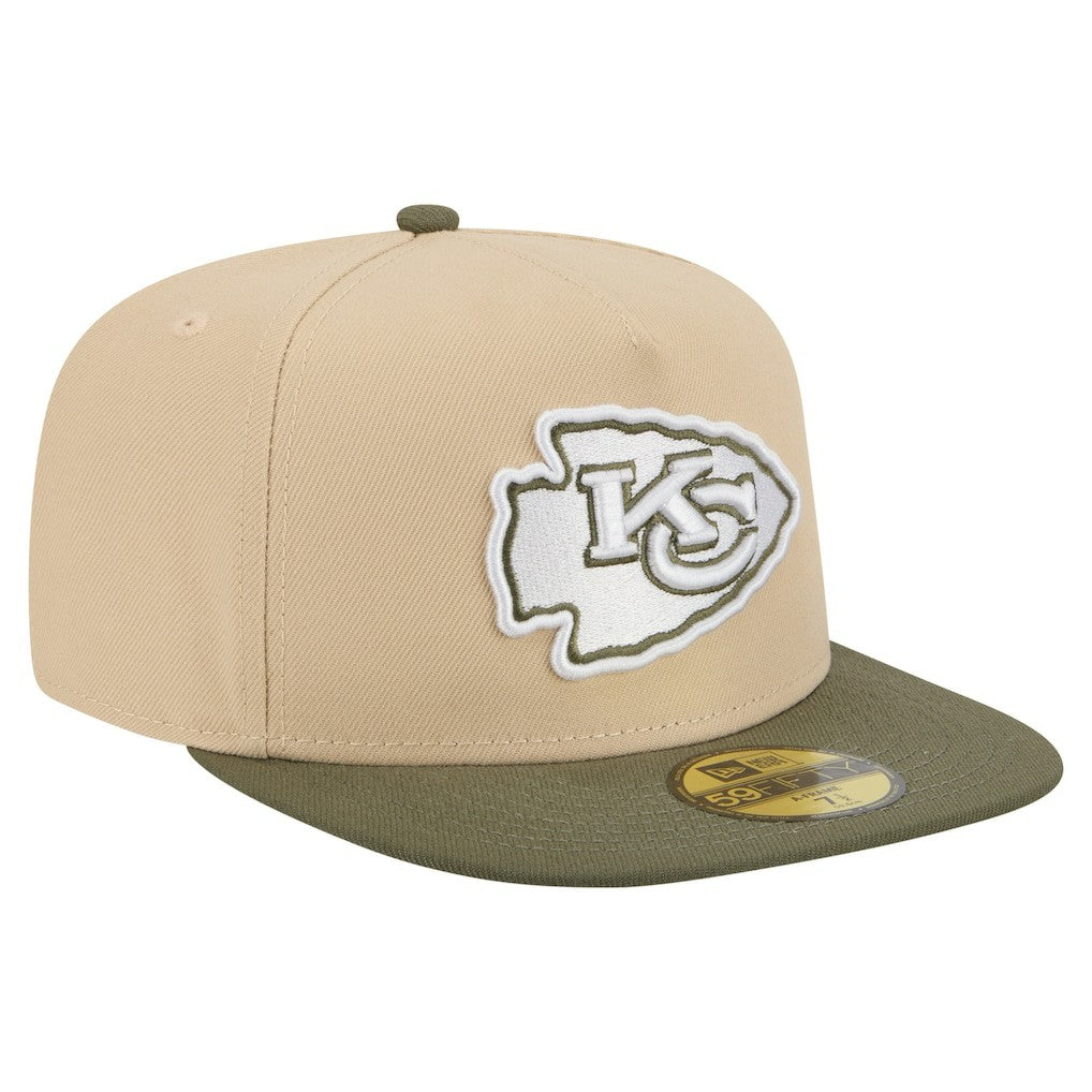 Kansas City Chiefs New Era Color Pack A-Frame 59FIFTY Fitted Hat Light Beige/Olive | NFL