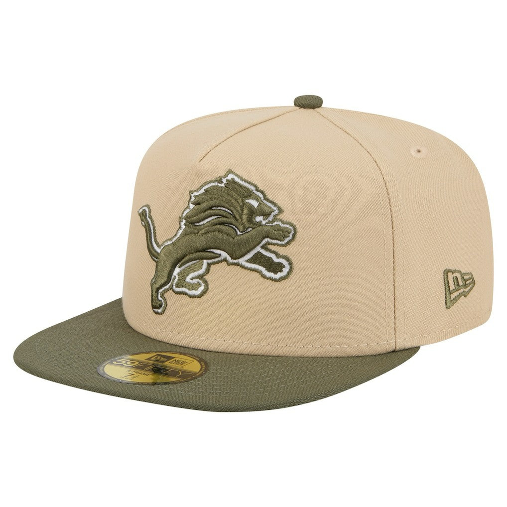 Detroit Lions New Era Color Pack A-Frame 59FIFTY Fitted Hat Beige/Olive | NFL