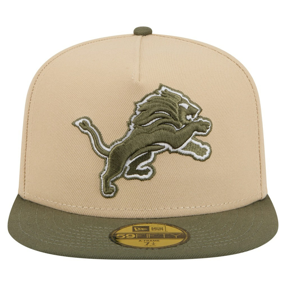 Detroit Lions New Era Color Pack A-Frame 59FIFTY Fitted Hat Beige/Olive | NFL