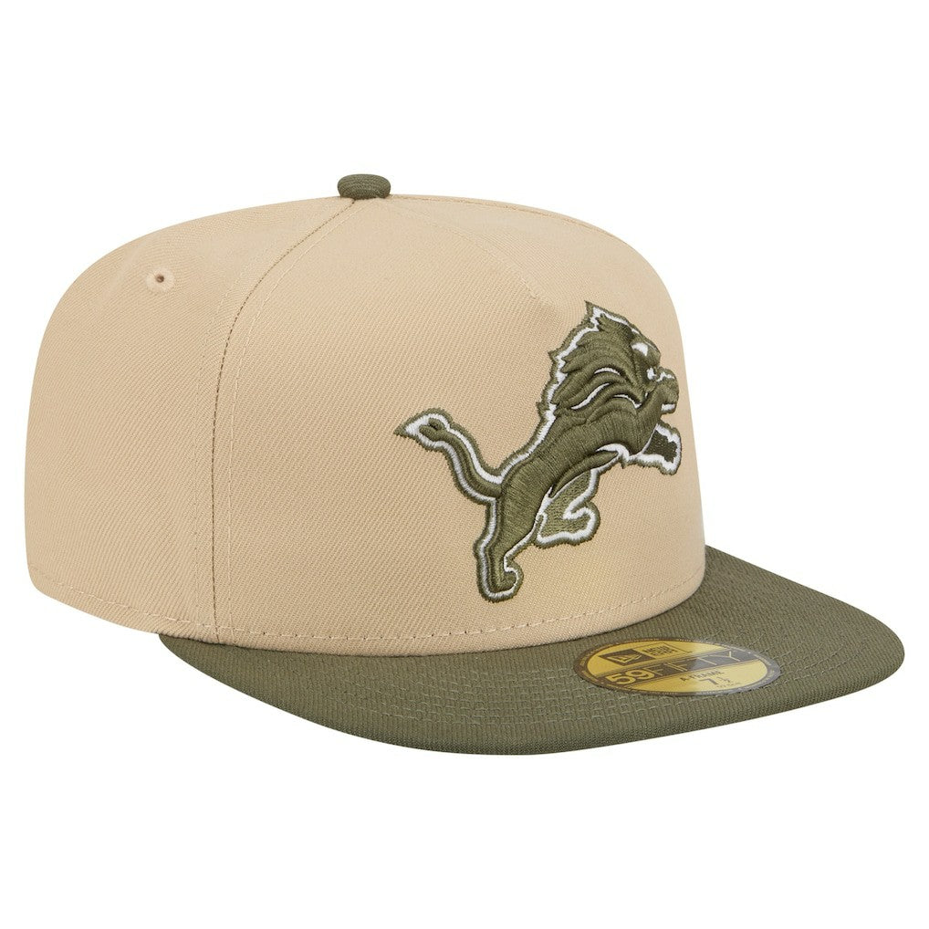 Detroit Lions New Era Color Pack A-Frame 59FIFTY Fitted Hat Beige/Olive | NFL