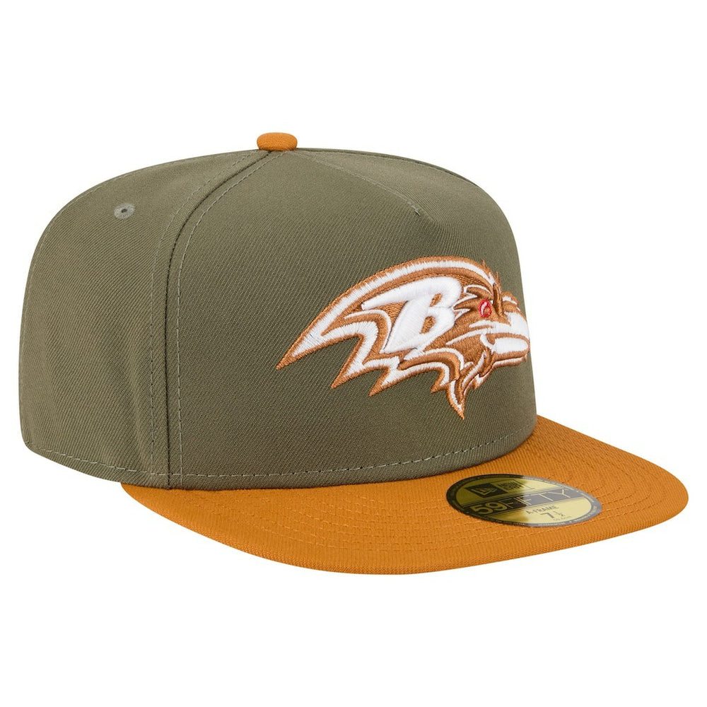 Baltimore Ravens New Era Color Pack A-Frame 59FIFTY Fitted Hat Olive/Brown | NFL
