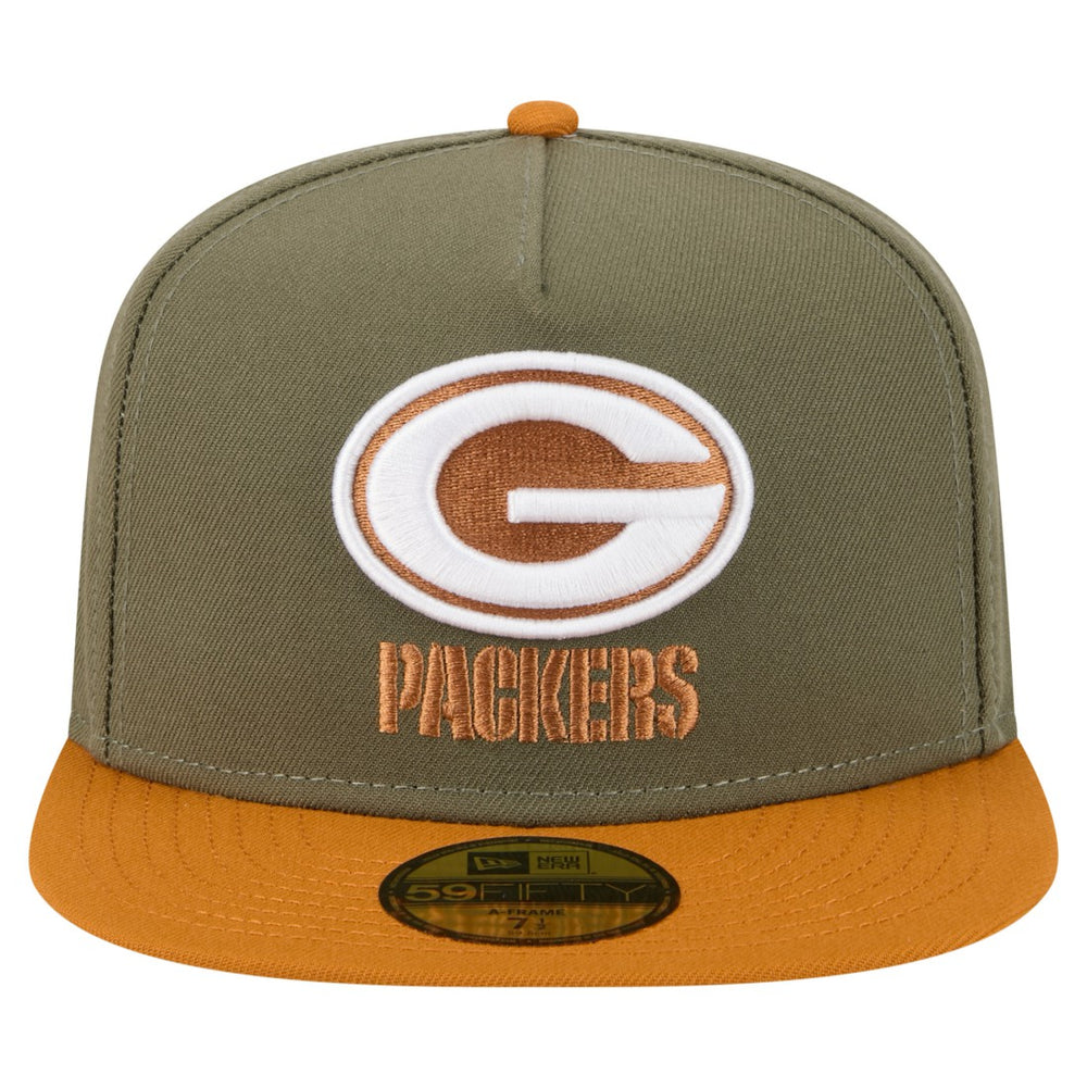 Green Bay Packers New Era Color Pack A-Frame 59FIFTY Fitted Hat Olive/Brown | NFL
