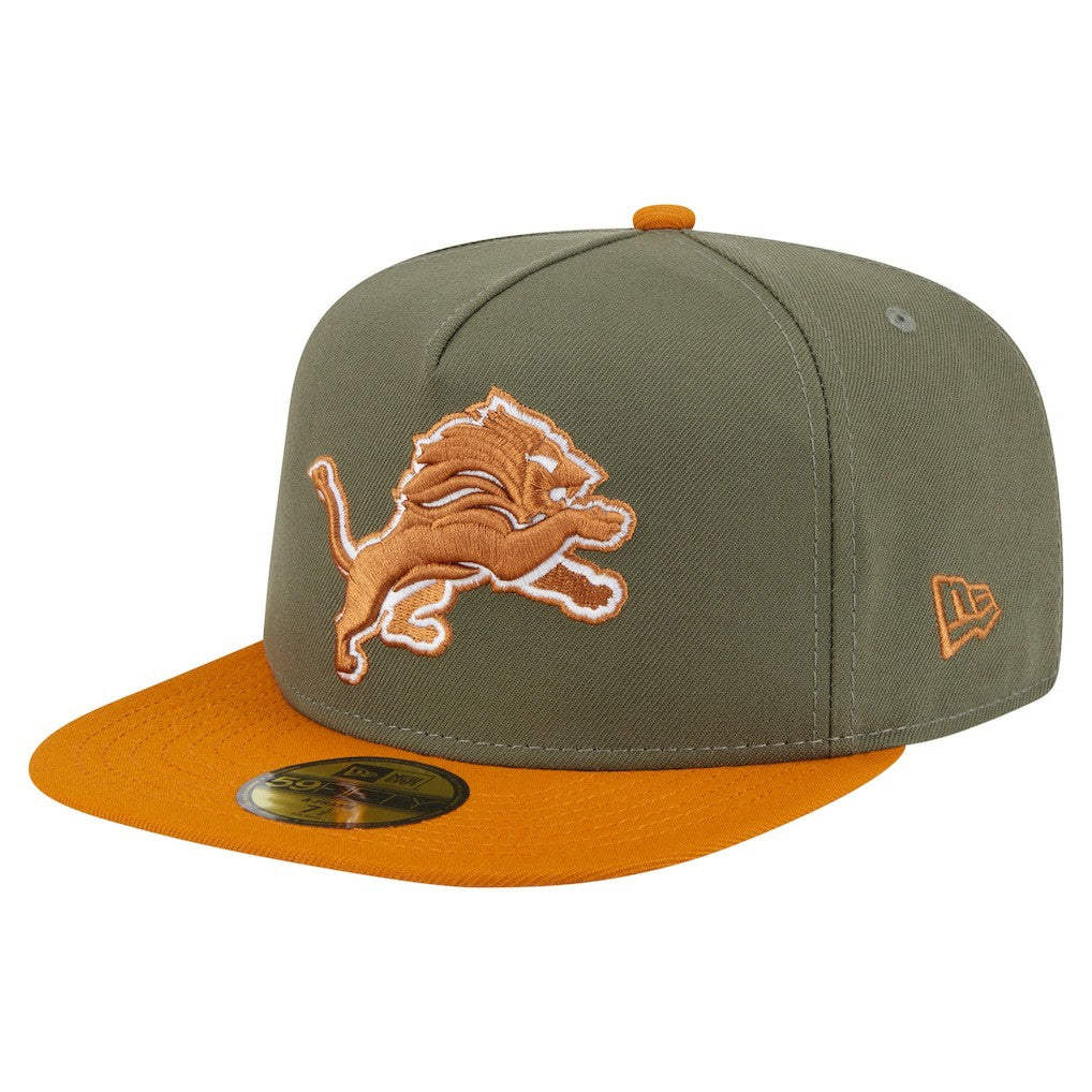 Detroit Lions New Era Color Pack A-Frame 59FIFTY Fitted Hat Olive/Brown | NFL