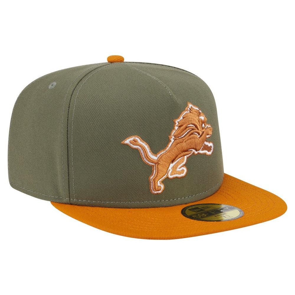 Detroit Lions New Era Color Pack A-Frame 59FIFTY Fitted Hat Olive/Brown | NFL