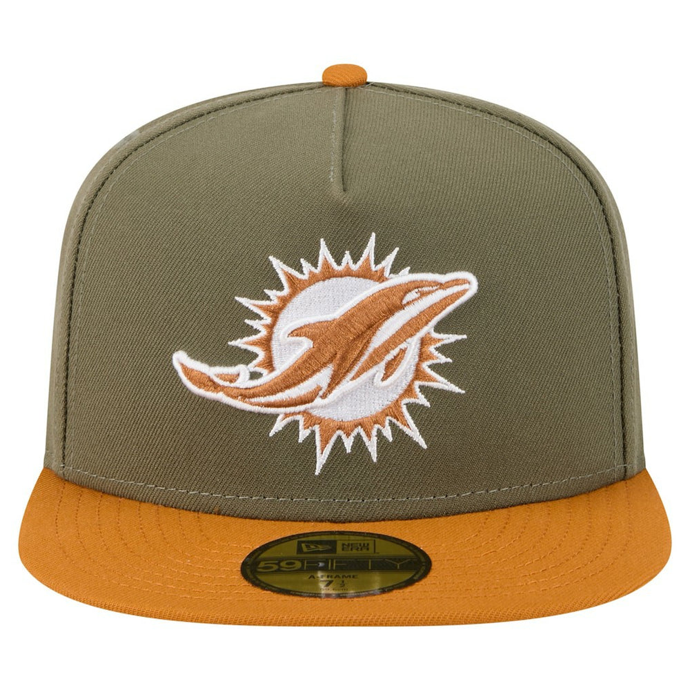 Miami Dolphins New Era Color Pack A-Frame 59FIFTY Fitted Hat Olive/Brown | NFL