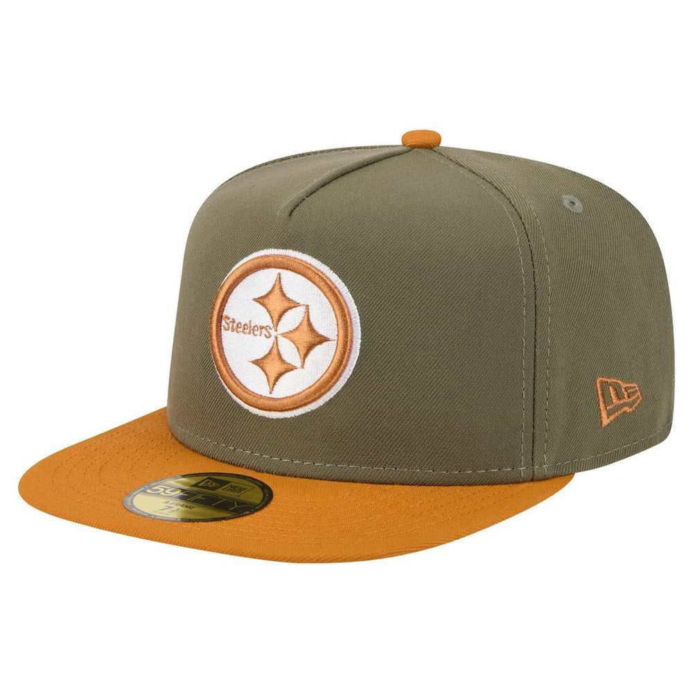 Pittsburgh Steelers New Era Color Pack A-Frame 59FIFTY Fitted Hat Olive/Brown | NFL