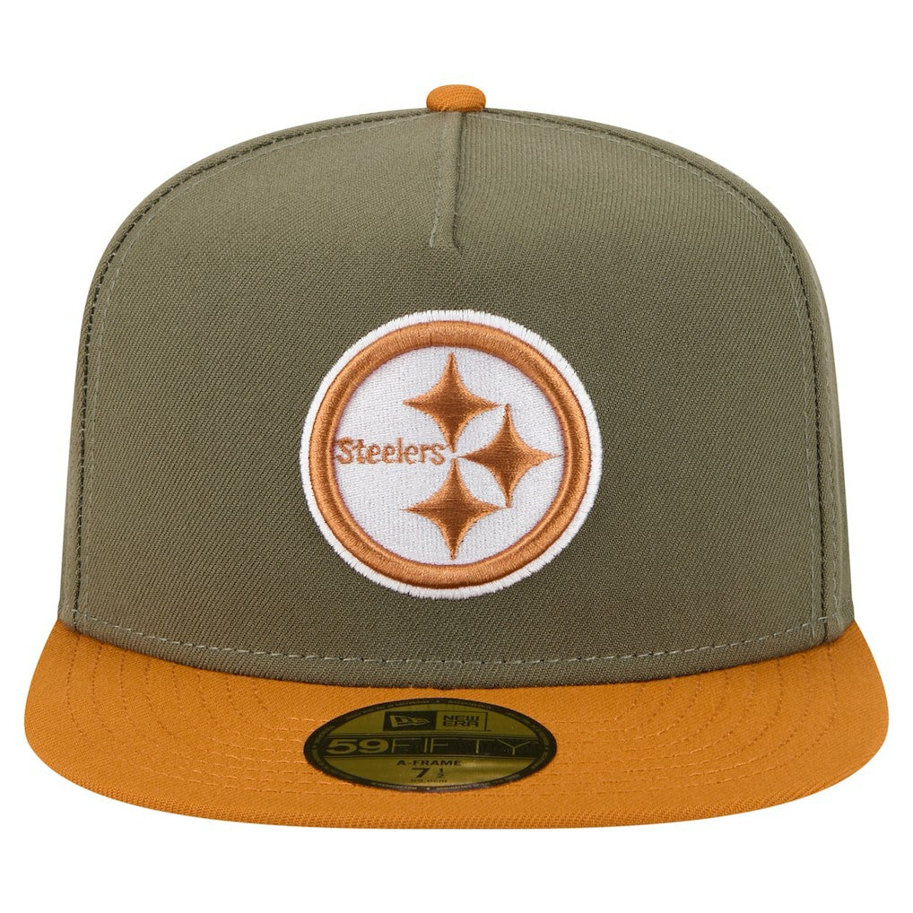 Pittsburgh Steelers New Era Color Pack A-Frame 59FIFTY Fitted Hat Olive/Brown | NFL