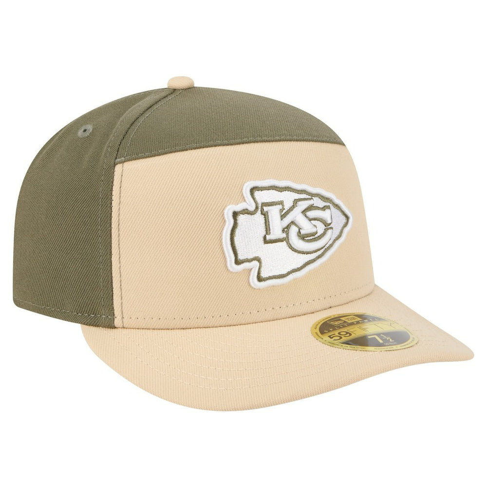 Kansas City Chiefs New Era Two-Tone Color Pack Split Panel 59FIFTY Fitted Hat Light Beige/Olive | NFL