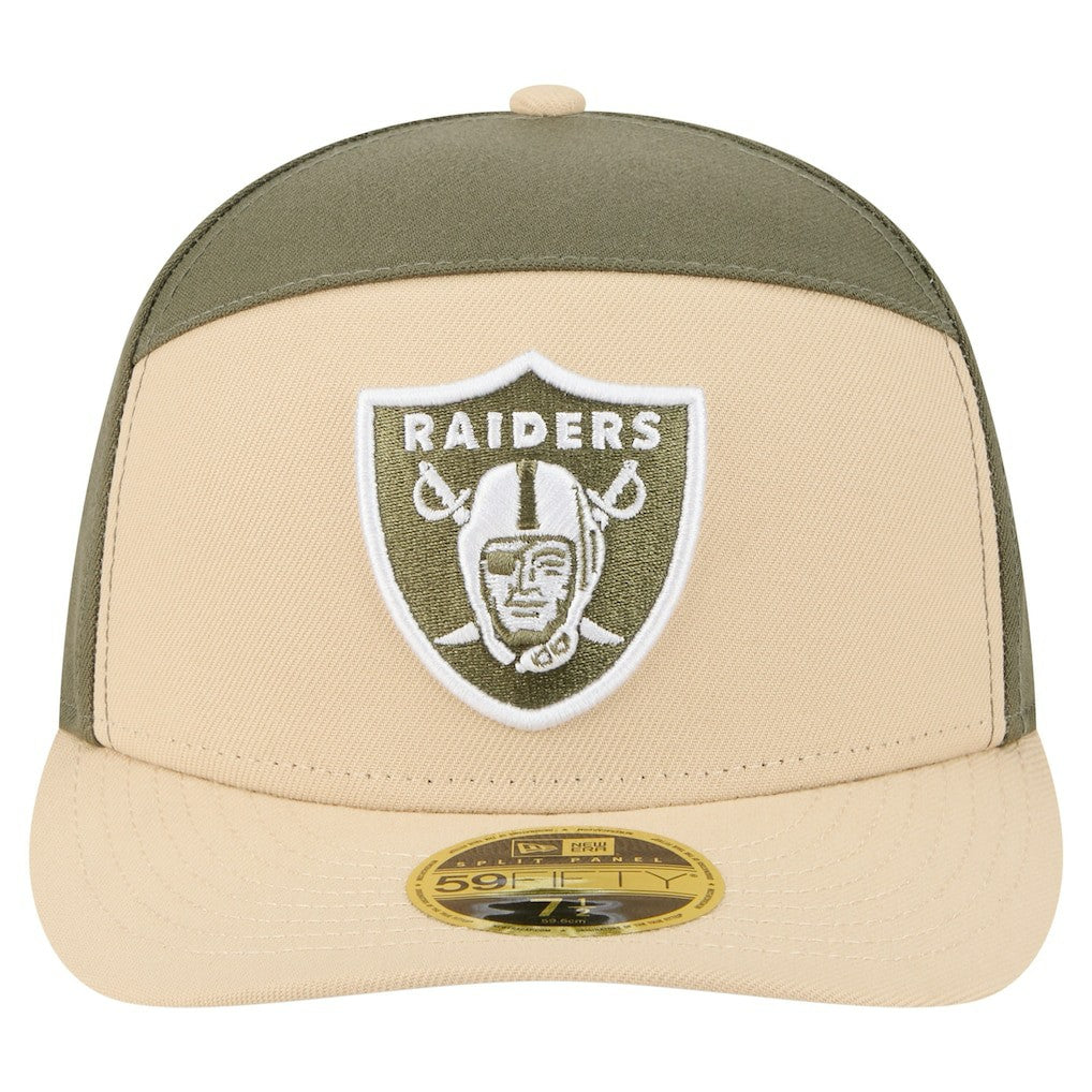 Las Vegas Raiders New Era Two-Tone Color Pack Split Panel 59FIFTY Fitted Hat Light Beige/Olive | NFL
