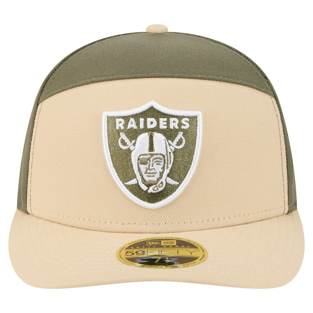 Las Vegas Raiders New Era Two-Tone Color Pack Split Panel 59FIFTY Fitted Hat Light Beige/Olive | NFL