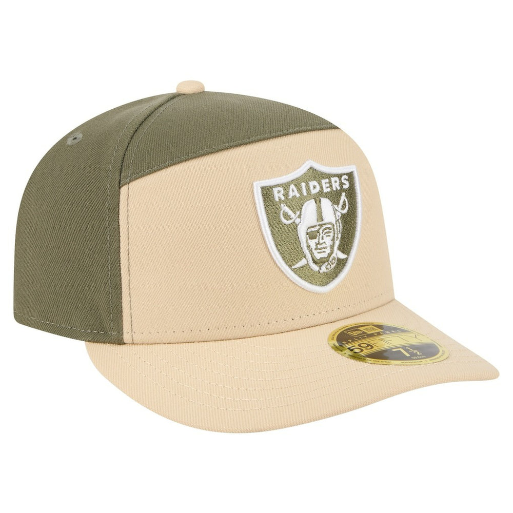 Las Vegas Raiders New Era Two-Tone Color Pack Split Panel 59FIFTY Fitted Hat Light Beige/Olive | NFL