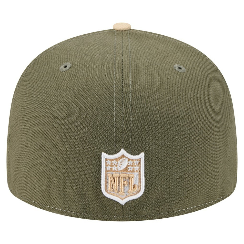 Las Vegas Raiders New Era Two-Tone Color Pack Split Panel 59FIFTY Fitted Hat Light Beige/Olive | NFL